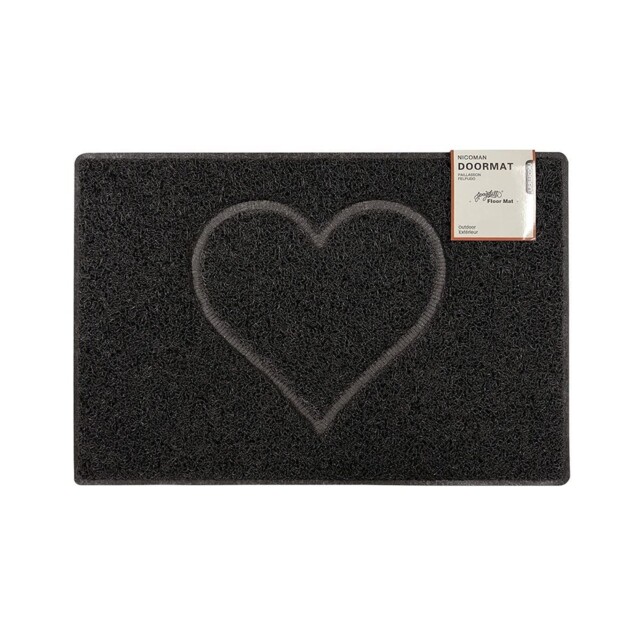 Oseasons Heart Medium Doormat In Black With Open Back Outdoor Or