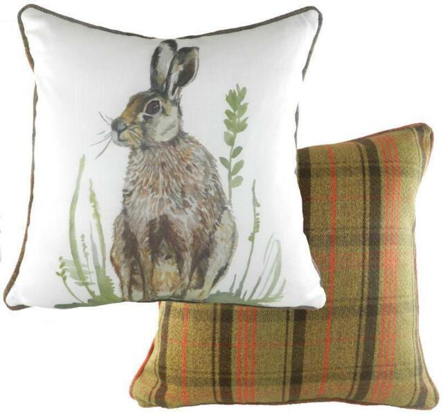 "Evans Lichfield Piped Country Hare Hunter Cushion Cover 17x17"""