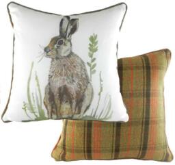 "Evans Lichfield Piped Country Hare Hunter Cushion Cover 17x17"""