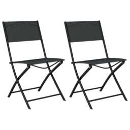 Folding Outdoor Chairs 2 Pcs Black Steel And Textilene Vidaxl