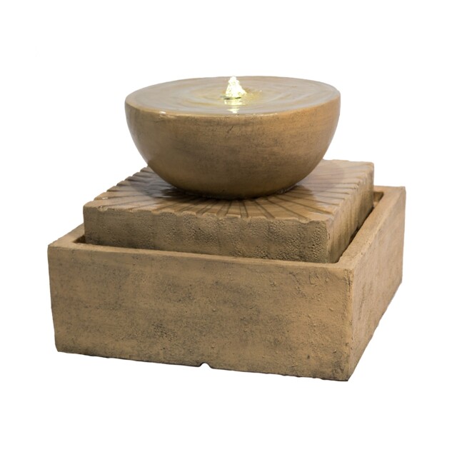 Garden Water Feature Outdoor Fountain 2 Tier Geometric Natural Stone