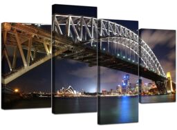 Large Blue Sydney Harbour Bridge Canvas Wall Art 130cm Pictures 4041