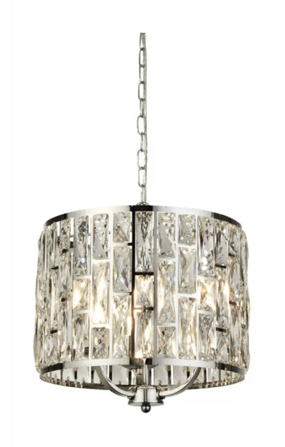 Ceiling Light Silver Bijou 3 Chrome Chandlier Crystal Glass
