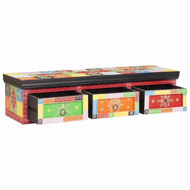 Tv Cabinet Multicolour 100 X 30 X 24 Cm Solid Mango Wood Vidaxl