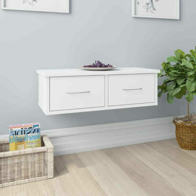 Wall Mounted Drawer Display Shelf Floating Storage Organiser White