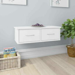 Wall Mounted Drawer Display Shelf Floating Storage Organiser White
