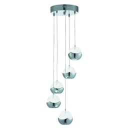 5 Light Led Chrome Finish Multi-drop Ceiling Fitting Pendant With