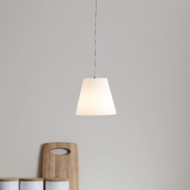 B&q Goodhome Single Syenite White Chrome Pendant Ceiling Light Fitting