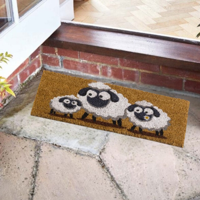 Sheep Door Mat Natural Coir Insert Indoor Outdoor Heavy Duty Entrance