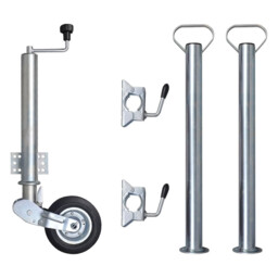 Trailer Jack Wheel 200mm Rubber Wheel, 60mm Tube, Galvanised Steel,