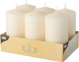 Papstar 17991 Pillar Candles Set Of 6 (diameter 60 X 115 Mm) Cream