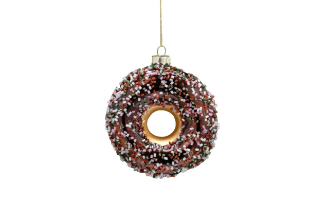 Christmas Tree Decorations Doughnut Bauble Ring 10cm Glass Ornament