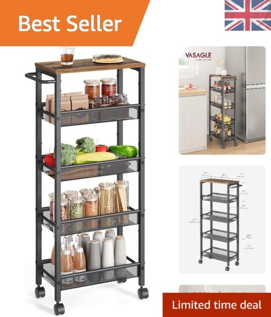 Multi-functional 5-tier Storage Trolley For Kitchen & Bathroom - Easy