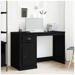 Writing Desk Black Oak 115x50x75cm Engineered Wood Compact Drawer