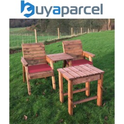Charles Taylor Deluxe Wooden Garden 2x Armchair Chair & Coffee Table