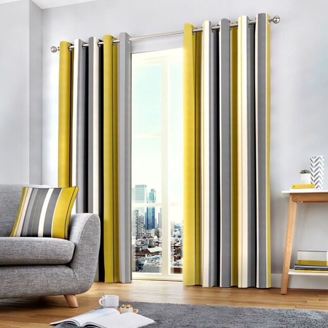 Fusion Whitworth Stripe Eyelet Lined Curtains