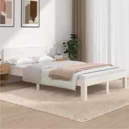 Bed Frame White Solid Wood Pine 120x200 Cm Vidaxl