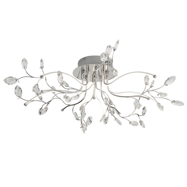 5 Lights Led Chrome Finish Ceiling Semi Flush Fitting Light With Glass