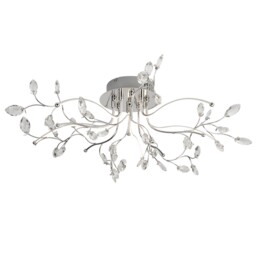 5 Lights Led Chrome Finish Ceiling Semi Flush Fitting Light With Glass