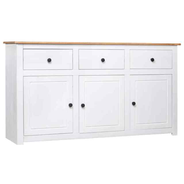 Sideboard White 135x40x80 Cm Solid Pinewood Panama Range Vidaxl