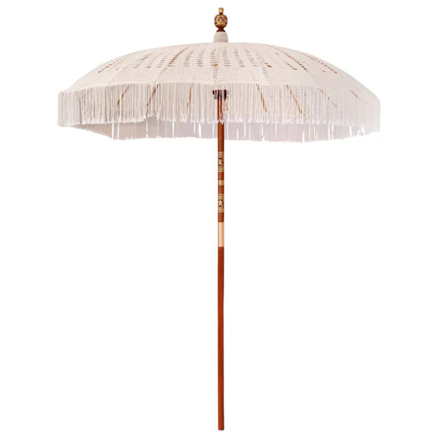 Macrame Parasol Cream Patio Umbrella Garden Shade Outdoor Canopy