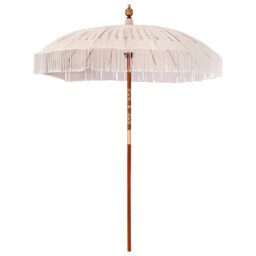 Macrame Parasol Cream Patio Umbrella Garden Shade Outdoor Canopy