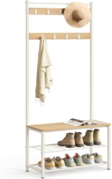 Vasagle Hsr041w09 3-in-1 Steel Frame Coat Rack With Shoe Shelf Hallway