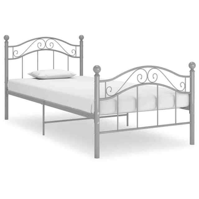 Bed Frame Grey Metal 90x200 Cm Vidaxl