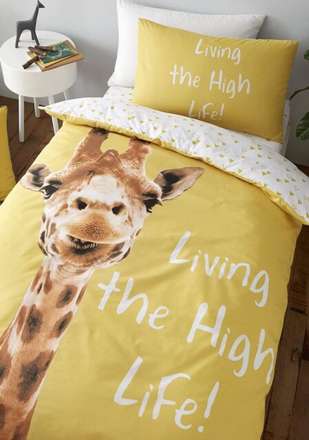 Catherine Lansfield Giraffe Easy Care Single Duvet Set, Yellow