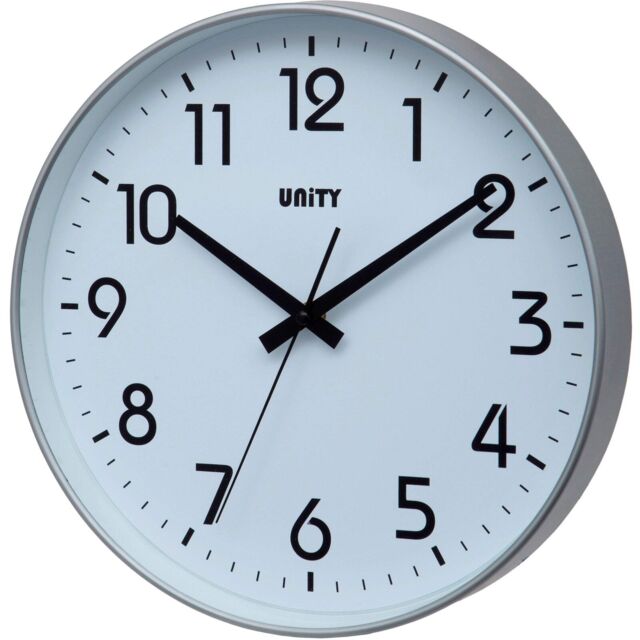 30cm Wall Clock With Bold Clear Dial In Silver By Unity - In Box