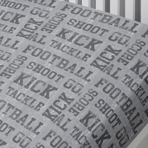 Bedlam Football Print Fitted Sheet, Grey, Single