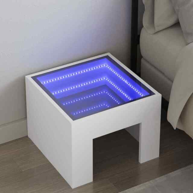 Bedside Table With Infinity Led White 40x40x30 Cm