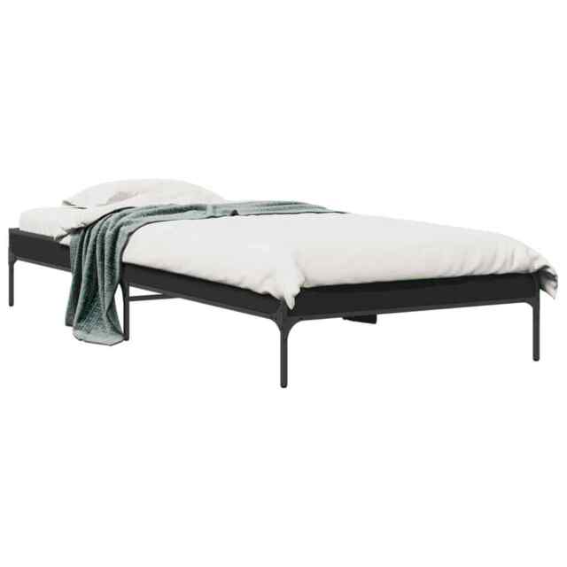 Bed Frame Black 90x200 Cm Engineered Wood And Metal Vidaxl