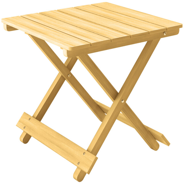 Outsunny Wooden Folding Garden Table, Folding Side Table, Nature Wood
