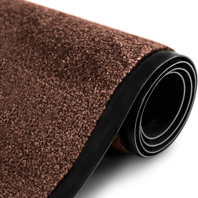 Barrier Mat 50x80cm Heavy Duty Rubber Backed Entrance Floor Brown