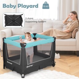 Costway 5-in-1 Toddlers Portable Travel Cot Baby Playard Convertible