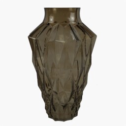 Vase Brown Glass Geometric Contemporary 30cm H X 20cm W Narrow 9.5cm