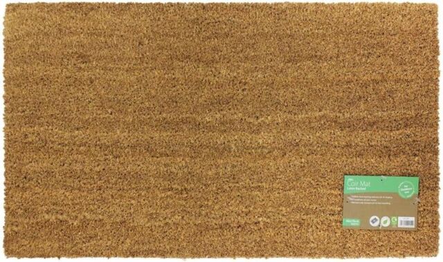 Jvl Entrance Door Mat Manor Plain Natural Coir Backed Brown Latex 40 X