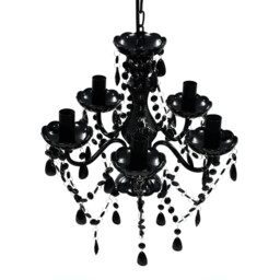 Chandelier Black Acrylic Crystal 38cm Dia X 45cm H Slim 5-light E14