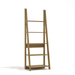 Tiva Oak Ladder Bookcase Stylish Leaning Design With 5-tier Shelving