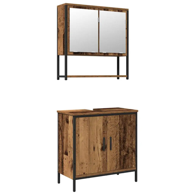Bathroom Furniture Set 2 Piece Sink Cabinet Vanity Unit Engineered