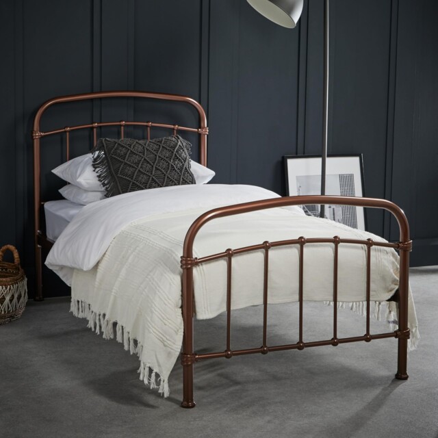 Lpd Home Halston Bed Frame – Copper Effect Metal Finish Industrial