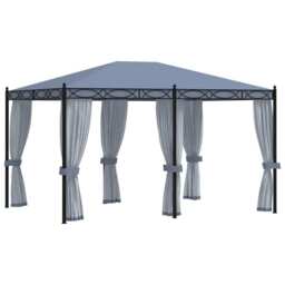 Gazebo With Mesh Screens 3x4 M Anthracite Steel Vidaxl