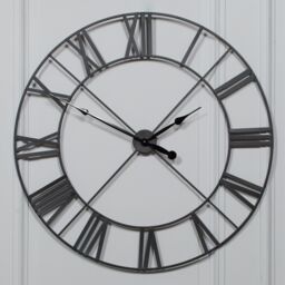 Extra Large 110cm Black Metal Roman Numeral Wall Clock Vintage Limited