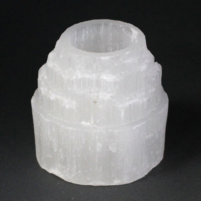 Mountain Top Natural White Selenite Crystal Tea Light Candle Holder