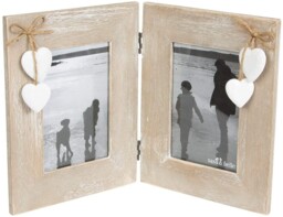 Ashley Farmhouse Double Wooden Love Standing Photo Frame 22 X 34 Cm,