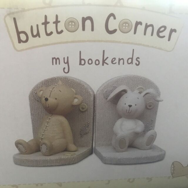 Bnib Polyresin Teddy And Rabbit Bookends By Button Corner. Perfect