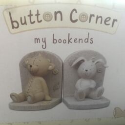 Bnib Polyresin Teddy And Rabbit Bookends By Button Corner. Perfect