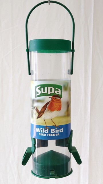 "Pk Of 2 Plastic Wild Bird Hanging Seed Feeders 20cm (8"") 2 Port Easy"