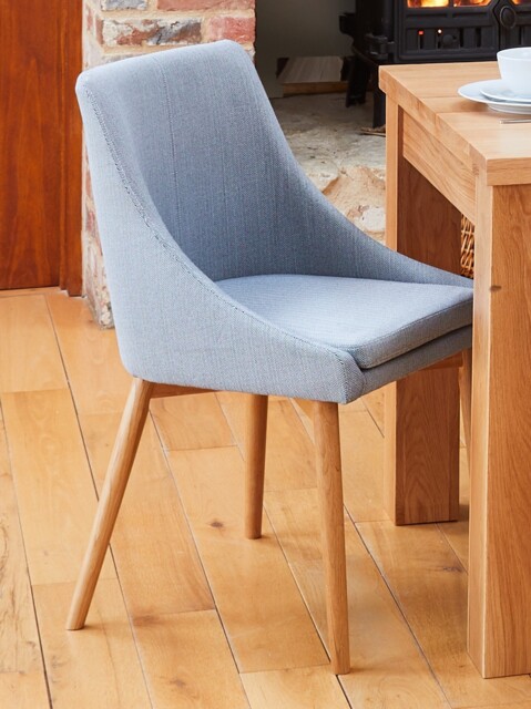 2 X Baumhaus Oak Grey Upholstered Dining Chairs (cor03l) Srp £295